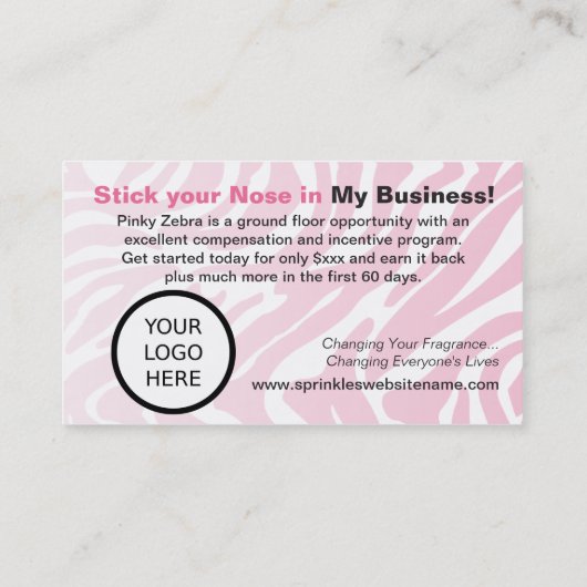 Rosa Zebra-Logo Visitenkarte (Rückseite)