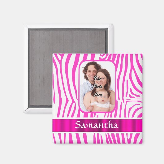 Rosa Zebra Magnet (Vorderseite/Rückseite)