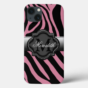 Rosa Zebra-Monogramm iPad und Telefon-Rechtssache Case-Mate iPhone Hülle