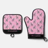 Rosa Zebra-Muster Ofenhandschuh & Topflappen-Set (Vorderseite)