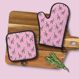 Rosa Zebra-Muster Ofenhandschuh & Topflappen-Set