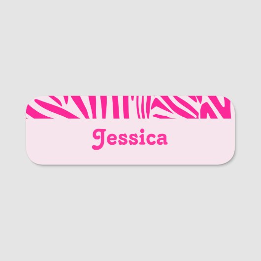 Rosa Zebra Namensschild (Vorderseite)