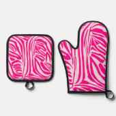 Rosa Zebra Ofenhandschuh & Topflappen-Set (Vorderseite)