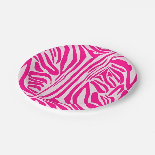 Rosa Zebra Pappteller (Schrägansicht)