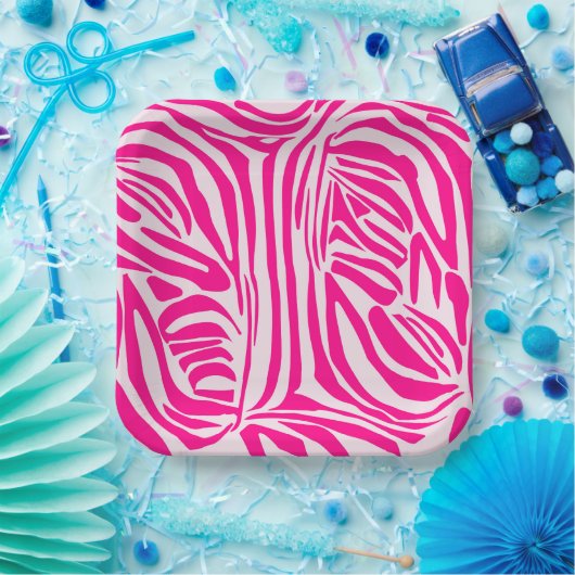 Rosa Zebra Pappteller (Party)