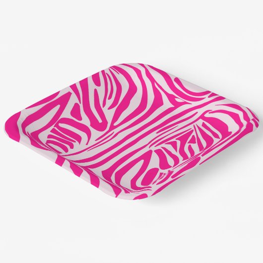 Rosa Zebra Pappteller (Gewinkelt)
