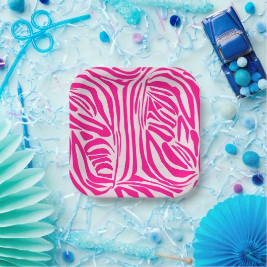 Rosa Zebra Pappteller (Party)