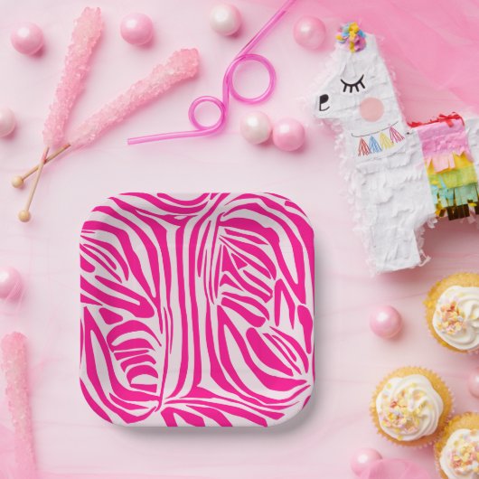 Rosa Zebra Pappteller (Party)