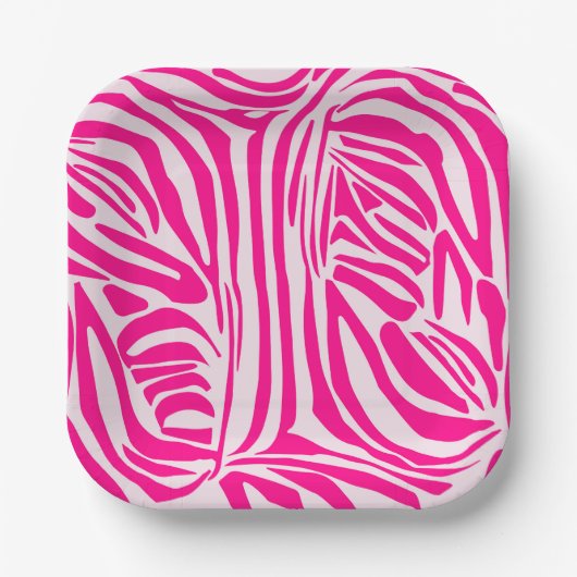 Rosa Zebra Pappteller (Vorderseite)