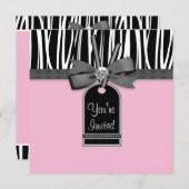 Rosa Zebra-Party Einladung (Vorne/Hinten)