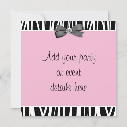 Rosa Zebra-Party Einladung (Rückseite)