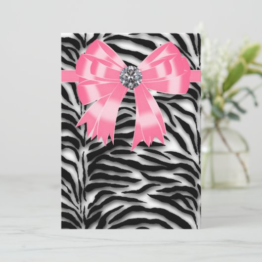 Rosa Zebra-Party Einladung (Stehend Vorderseite)