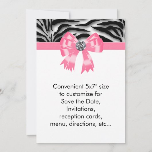 Rosa Zebra-Party Einladung (Rückseite)
