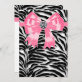 Rosa Zebra-Party Einladung (Vorne/Hinten)