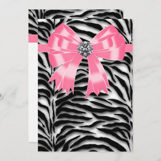 Rosa Zebra-Party Einladung (Vorne/Hinten)