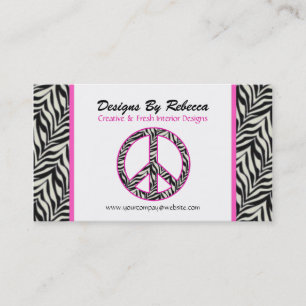 Rosa Zebra Peace Sign Business Card Visitenkarte