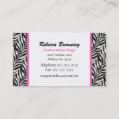 Rosa Zebra Peace Sign Business Card Visitenkarte (Rückseite)