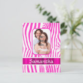 Rosa Zebra Postkarte (Stehend Vorderseite)