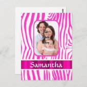 Rosa Zebra Postkarte (Vorne/Hinten)