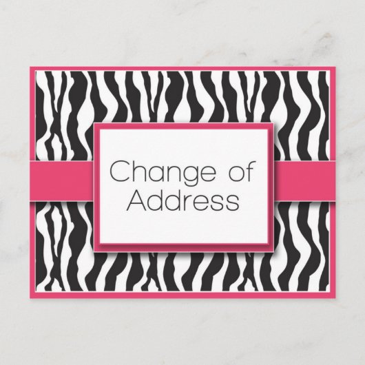 Rosa Zebra Print Änderung der Adresse Postkarten (Vorderseite)