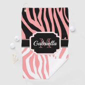 Rosa Zebra Print Golfhandtuch (Insitu)
