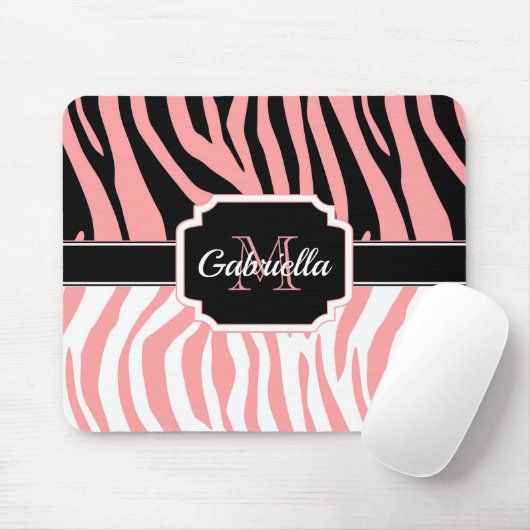 Rosa Zebra Print Mousepad (Mit Mouse)