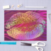 Rosa Zebra Print Rainbow Gold Glitzer Lippen Party Seidenpapier (Handwerk)