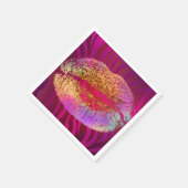 Rosa Zebra Print Rainbow Gold Glitzer Lippen Party Serviette (Ecke)