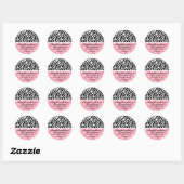 Rosa Zebra Print Runder Aufkleber (Blatt)