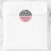 Rosa Zebra Print Runder Aufkleber (Tasche)