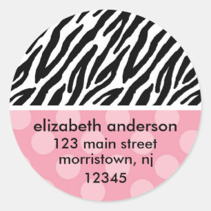 Rosa Zebra Print Runder Aufkleber