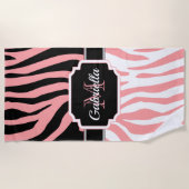 Rosa Zebra Print Strandtuch (Vorderseite)