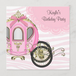 Rosa Zebra Prinzessin Geburtstagsparty Einladungen