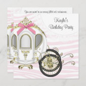 Rosa Zebra Prinzessin Geburtstagsparty Einladungen (Vorne/Hinten)