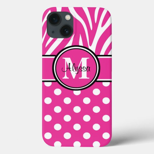 Rosa Zebra punktiert personalisiertes Case-Mate iPhone Hülle (Rückseite)