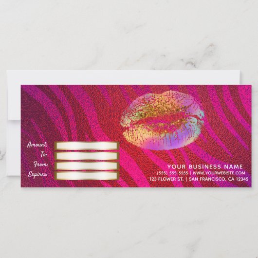 Rosa Zebra Rainbow Glitzer Lips Geschenk (Rückseite)