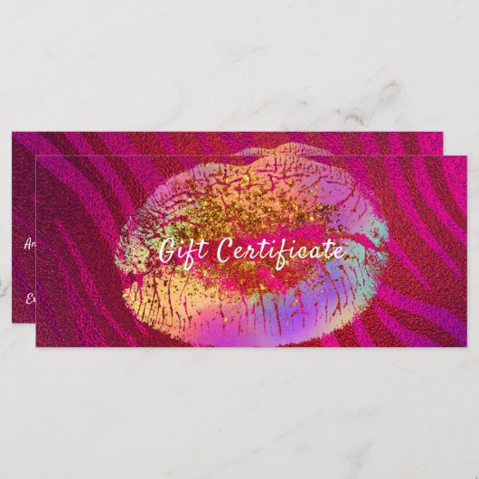 Rosa Zebra Rainbow Glitzer Lips Geschenk (Vorne/Hinten)