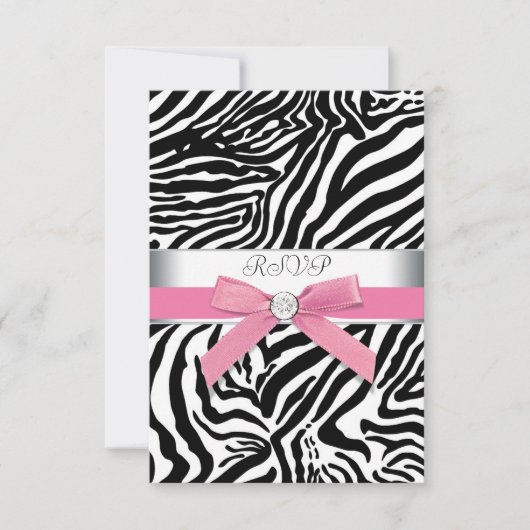 Rosa Zebra RSVP-Karte RSVP Karte (Vorderseite)