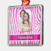 Rosa Zebra Silbernes Ornament (Links)