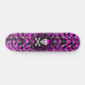 Rosa Zebra Skull Princess Skateboard (Horizontal)