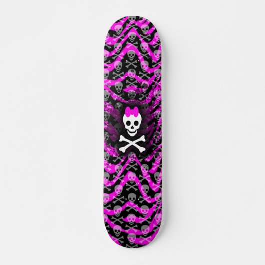 Rosa Zebra Skull Princess Skateboard (Vorne)