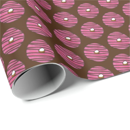 Rosa Zebra Streifen Donut Doughnut Donuts Junk Foo Geschenkpapier (Rolleneckpunkt)
