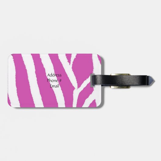 Rosa Zebra Streifen Gepäckanhänger (Rückseite horizontal)