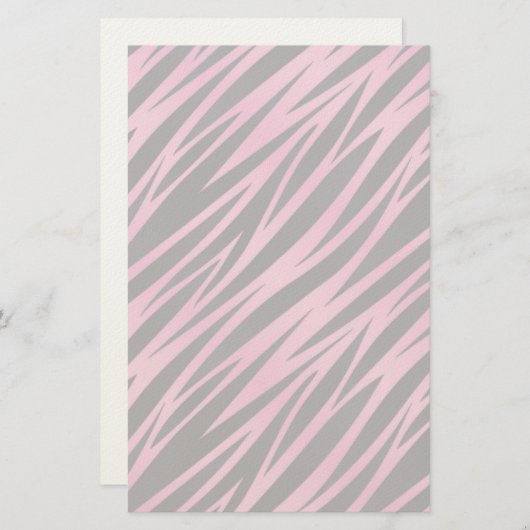 Rosa Zebra-Streifen-Hintergrund Briefpapier (Vorne/Hinten)