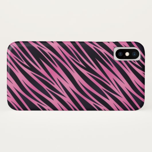 Rosa Zebra-Streifen-Hintergrund Case-Mate iPhone Hülle (Rückseite (Horizontal))