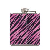 Rosa Zebra-Streifen-Hintergrund Flachmann (Rückseite)