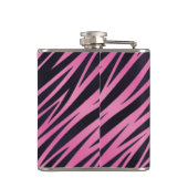 Rosa Zebra-Streifen-Hintergrund Flachmann (Rückseite)