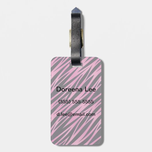 Rosa Zebra-Streifen-Hintergrund Gepäckanhänger (Rückseite vertikal)