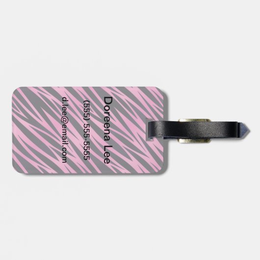 Rosa Zebra-Streifen-Hintergrund Gepäckanhänger (Rückseite horizontal)