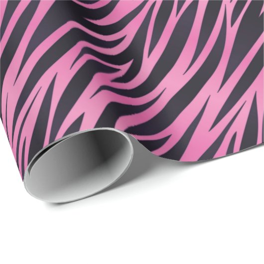 Rosa Zebra Streifen Hintergrund Geschenkpapier (Rolleneckpunkt)